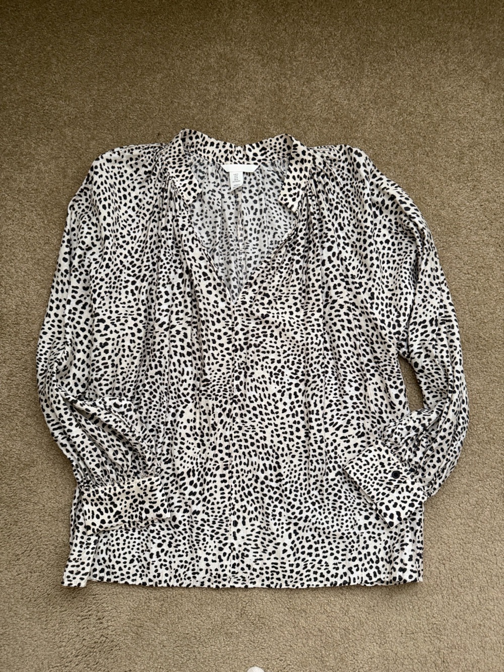 H&M Polka Dot Leopard Long Sleeve Blouse